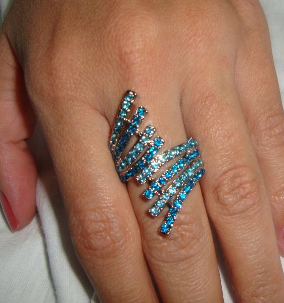Anel Strass Azuis - Tam. 18