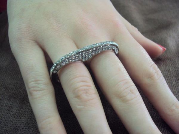 Anel Duplo Prata com Strass - Tam. 18