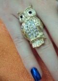 Anel Coruja com Strass - Tam 19